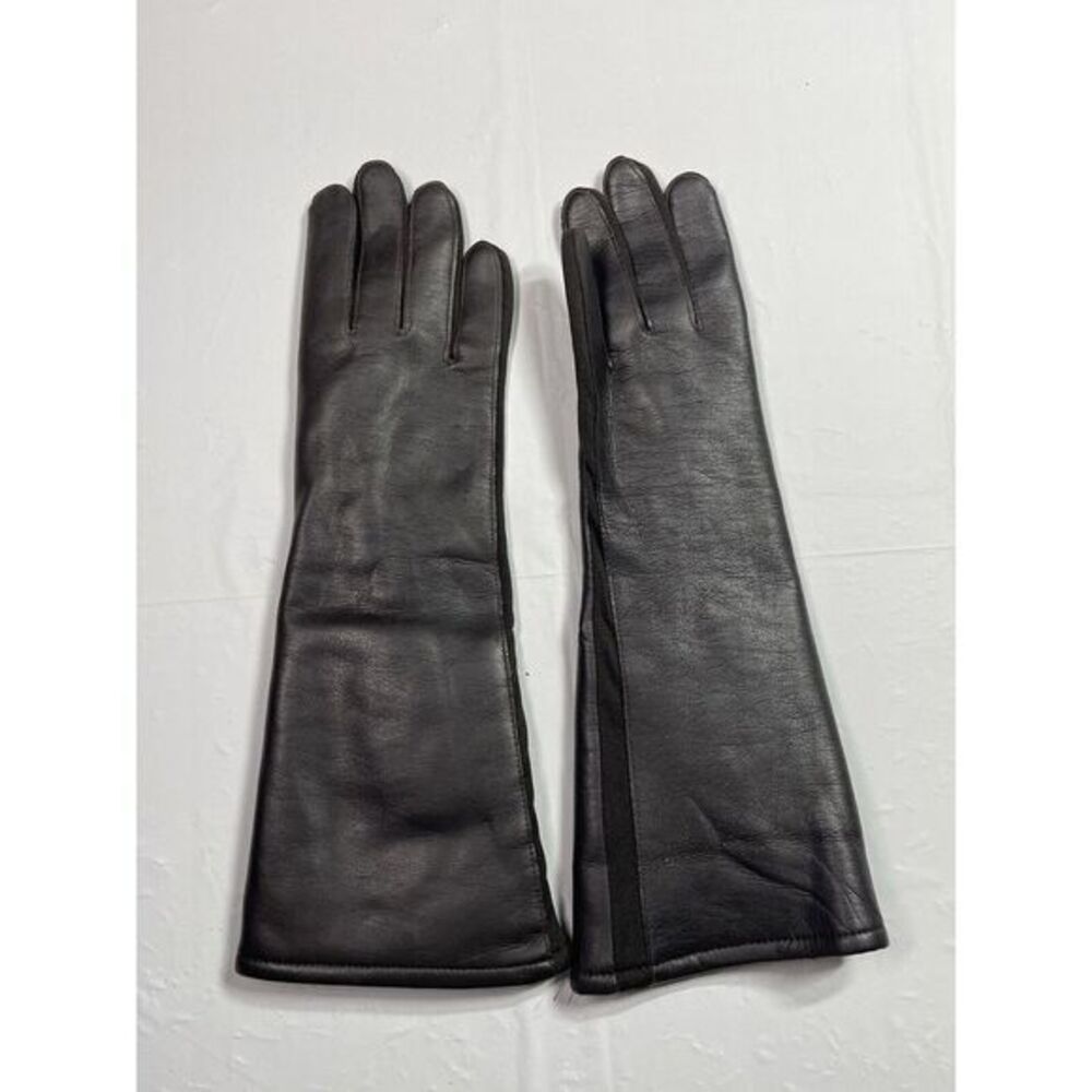 Vintage PK Sewn Made in Japan Black‎ Vinyl Gloves Womens One Size Fleece Lined